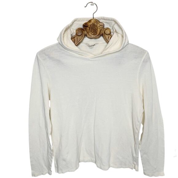 Club Monaco Pullover Hooded Linen Cotton Sweatshirt White Medium - Picture 1 of 6